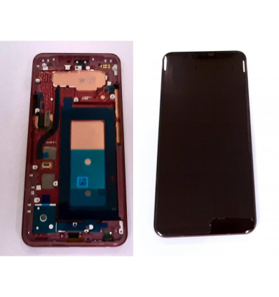 Pantalla lcd para LG V40 ThinQ mas tactil negro mas marco rojo calidad premium