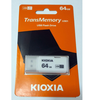 Pendrive 64 GB KioxiaTransMemory U301, USB 3.2 Blanco + 0,24 euros CANON INCLUIDO EN CADA UNIDAD