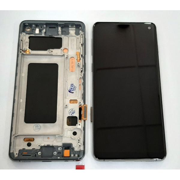 Pantalla lcd 2 para Samsung Galaxy S10 SM-G973F mas tactil negro mas marco gris compatible