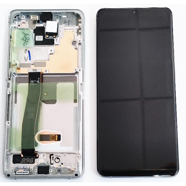 Pantalla LCD para Samsung Galaxy S20 Ultra SM-G988F GH82-22327C mas tactil negro mas marco plata service pack
