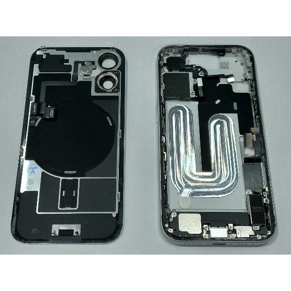 Set Tapa trasera o tapa bateria blanca iPhone 16 con carcasa central y componentes Remanufacturada Grado A - Imagen 2