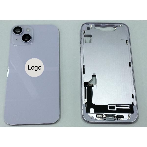 Set Tapa trasera o tapa bateria morada iPhone 14 con carcasa central y componentes Remanufacturada Grado A