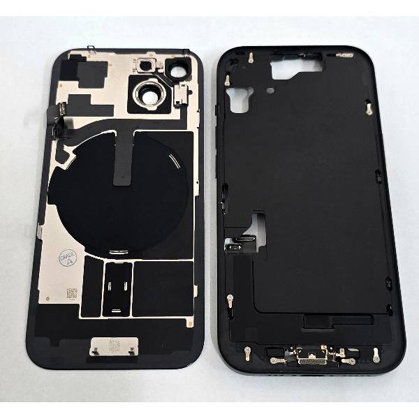 Tapa trasera o tapa bateria negra para iPhone 15 mas carcasa central y componentes Remanufacturada Grado A - Imagen 2